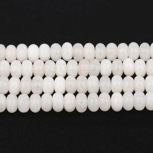 Songxi 5 x 8 mm natürliche weiße Jadestein-Rondelle-Perlen, 75 Stück, Abstandshalter, runde Abakus-Perlen für Schmuckherstellung, Edelstein für Armband, Halskette, Kunst und Handwerk von Song Xi