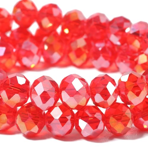 Songxi 6 mm facettierte Rondelle-Glasperlen für Schmuckherstellung, Kristallglasperlen, DIY, Kunst und Handwerk, für Armband, Halskette, Geburtstagsgeschenk für Frauen (rot, AB-Farbe) von Song Xi