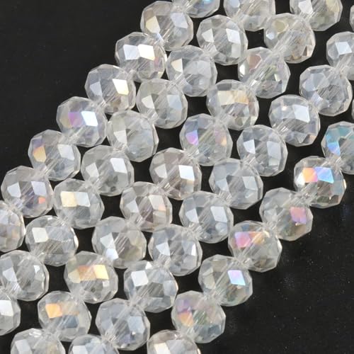 Songxi 6 mm facettierte Rondelle-Glasperlen für Schmuckherstellung, Kristallglasperlen, DIY, Kunst und Handwerk, für Armband, Halskette, Geburtstagsgeschenk für Frauen (transparente AB-Farbe) von Song Xi