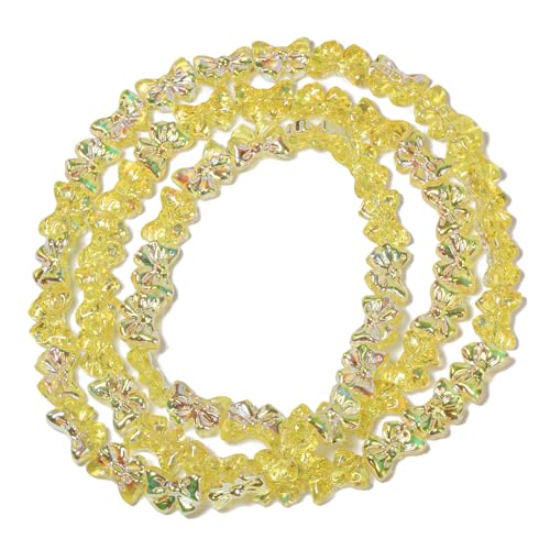 Songxi 60 Stück gelbe Schleife, 2 halbbeschichtete Glasperlen für Schmuckherstellung, 10 × 14 mm, handgefertigte Kristallperlen für Armband, Halskette, Schlüsselanhänger, lose Abstandshalter für Kunst von Song Xi
