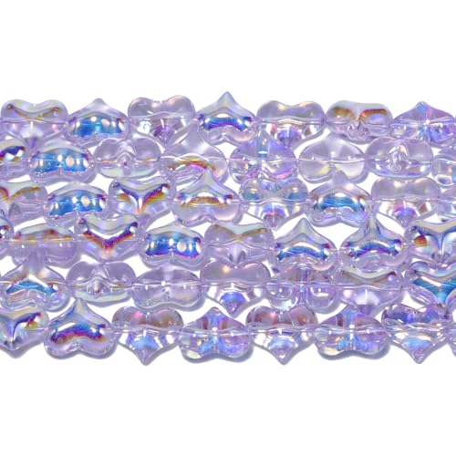 Songxi 60 Stück lila Schleife, 1 halbbeschichtete Glasperlen für Schmuckherstellung, 9,5 x 12,5 mm, handgefertigte Kristallperlen für Armband, Halskette, Schlüsselanhänger, lose Abstandshalter für von Song Xi