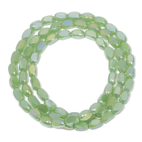 Songxi 70 Stück AB-grüne Porzellan-Farbe, halb plattiert, ovale Glasperlen für Schmuckherstellung, 5 x 8 mm, handgefertigte Kristallperlen für Armband, Halskette, Schlüsselanhänger, lose von Song Xi