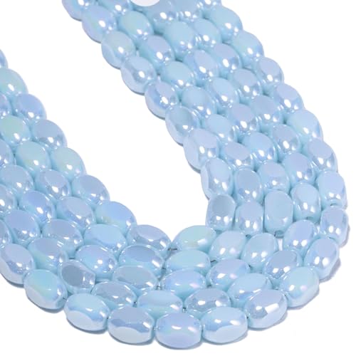 Songxi 70 Stück blaue Porzellan-Farbe, halb plattiert, ovale Glasperlen für Schmuckherstellung, 5 x 8 mm, handgefertigte Kristallperlen für Armband, Halskette, Schlüsselanhänger, lose Abstandshalter Songxi 70 Stück blaue Porzellan-Farbe, halb plattiert, ovale Glasperlen für Schmuckherstellung, 5 x 8 mm, handgefertigte Kristallperlen für Armband, Halskette, Schlüsselanhänger, lose Abstandshalter von Song Xi