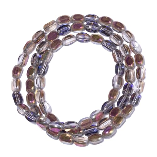 Songxi 70 Stück braun-blaue halbbeschichtete ovale Glasperlen zur Schmuckherstellung, 5 x 8 mm, handgefertigte Kristallperlen für Armband, Halskette, Schlüsselanhänger, lose Abstandshalter, für Kunst von Song Xi