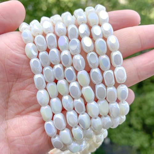 Songxi 70 Stück weiße Porzellan-Farbe, halb plattiert, ovale Glasperlen für Schmuckherstellung, 5 x 8 mm, handgefertigte Kristallperlen für Armband, Halskette, Schlüsselanhänger, lose Abstandshalter Songxi 70 Stück weiße Porzellan-Farbe, halb plattiert, ovale Glasperlen für Schmuckherstellung, 5 x 8 mm, handgefertigte Kristallperlen für Armband, Halskette, Schlüsselanhänger, lose Abstandshalter von Song Xi