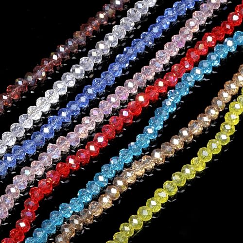 Songxi Facettierte Glasperlen zur Schmuckherstellung, 8 Stränge, Briollete-Rondelle-Kristall-Armbandperlen, für Kunst, Handwerk, DIY, bunte Perlenkette, Schlüsselanhänger, Geburtstagsgeschenke mit Songxi Facettierte Glasperlen zur Schmuckherstellung, 8 Stränge, Briollete-Rondelle-Kristall-Armbandperlen, für Kunst, Handwerk, DIY, bunte Perlenkette, Schlüsselanhänger, Geburtstagsgeschenke mit von Song Xi