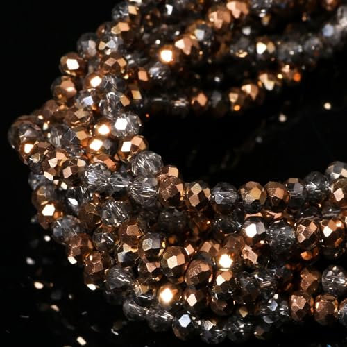 Songxi Glasperlen für Schlüsselanhänger, Halsketten, Ohrringe, Schmuckherstellung, 5 Stränge, 3 mm, transparent, KC-Gold, halblattiert, facettierte Rondelle-Perlen, für Schmuckherstellung Songxi Glasperlen für Schlüsselanhänger, Halsketten, Ohrringe, Schmuckherstellung, 5 Stränge, 3 mm, transparent, KC-Gold, halblattiert, facettierte Rondelle-Perlen, für Schmuckherstellung von Song Xi