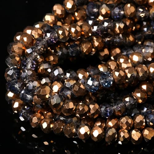 Songxi Glasperlen für Schlüsselanhänger, Halsketten, Ohrringe, Schmuckherstellung, 5 Stränge, 8 mm, transparent, KC-Gold, halbrundbeschichtet, facettiert, für Bastelbedarf Songxi Glasperlen für Schlüsselanhänger, Halsketten, Ohrringe, Schmuckherstellung, 5 Stränge, 8 mm, transparent, KC-Gold, halbrundbeschichtet, facettiert, für Bastelbedarf von Song Xi