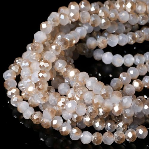 Songxi Glasperlen für Schlüsselanhänger, Halsketten, Ohrringe, Schmuckherstellung, für Edelsteine, Bastelbedarf, 3 mm, Champagnergrau, 5 Stränge von Song Xi