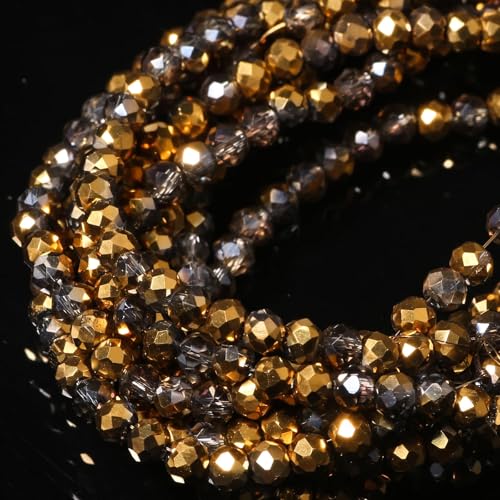 Songxi Glasperlen für Schlüsselanhänger, Halsketten, Ohrringe, Schmuckherstellung, für Edelsteine, Bastelbedarf, 3 mm, transparent, vergoldet, halblang, 5 Stränge, 3 mm Songxi Glasperlen für Schlüsselanhänger, Halsketten, Ohrringe, Schmuckherstellung, für Edelsteine, Bastelbedarf, 3 mm, transparent, vergoldet, halblang, 5 Stränge, 3 mm von Song Xi