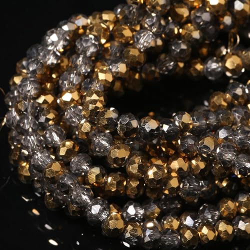 Songxi Glasperlen für Schlüsselanhänger, Halsketten, Ohrringe, Schmuckherstellung, für Edelsteine, Bastelbedarf, 5 Stränge, 4 mm, transparent, vergoldet, halblondiert, facettierte Rondelle-Perlen, 5 Songxi Glasperlen für Schlüsselanhänger, Halsketten, Ohrringe, Schmuckherstellung, für Edelsteine, Bastelbedarf, 5 Stränge, 4 mm, transparent, vergoldet, halblondiert, facettierte Rondelle-Perlen, 5 von Song Xi
