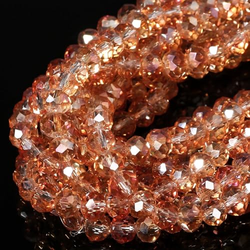 Songxi Glasperlen für Schlüsselanhänger, Halsketten, Ohrringe, Schmuckherstellung, für Edelsteine, Bastelbedarf, 6 mm, transparent, champagnerfarben, 5 Stränge Songxi Glasperlen für Schlüsselanhänger, Halsketten, Ohrringe, Schmuckherstellung, für Edelsteine, Bastelbedarf, 6 mm, transparent, champagnerfarben, 5 Stränge von Song Xi