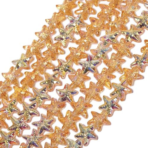 Songxi Seestern-Glasperlen zur Schmuckherstellung, 14 x 15 mm, handgefertigte Kristallperlen für Armband, Halskette, Schlüsselanhänger, lose Abstandshalter-Perlen für Kunst und Handwerk, DIY, 60 Stück von Song Xi