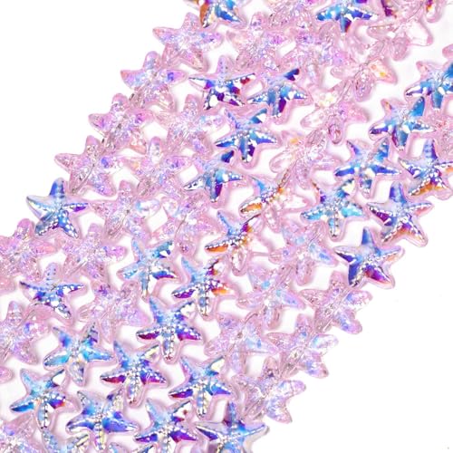 Songxi Seestern-Glasperlen zur Schmuckherstellung, 14 x 15 mm, handgefertigte Kristallperlen für Armband, Halskette, Schlüsselanhänger, lose Abstandshalter-Perlen für Kunst und Handwerk, DIY, 60 Stück von Song Xi
