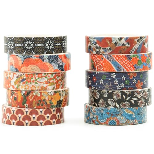 Songdao 10 Rollen Ukiyo-e Stil Washi Tape Set Japanisches Kyoto Klebeband Papier Dekorativ Masking Tape Klebeband Bunt für Scrapbooking Handwerk Handwerk (Waves of Tradition) von Songdao