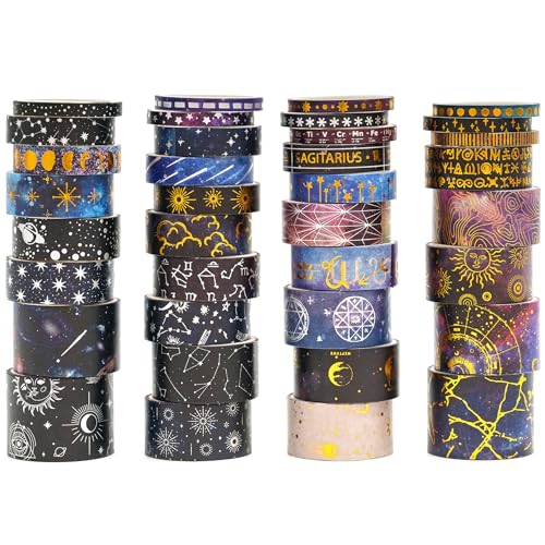 Songdao 36 Rollen Galaxie Washi Tape Set, Sterne Masking Tape dekorative Klebebänder, Gold Silber Folie Klebeband Bunt für Kunst, DIY Handwerk, Tagebuch, Hobel, Sammelalbum, Verpackung Songdao 36 Rollen Galaxie Washi Tape Set, Sterne Masking Tape dekorative Klebebänder, Gold Silber Folie Klebeband Bunt für Kunst, DIY Handwerk, Tagebuch, Hobel, Sammelalbum, Verpackung von Songdao
