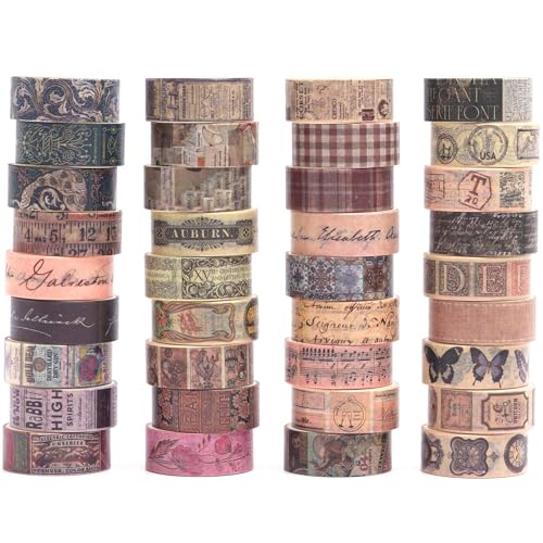 Songdao 36 Rollen Retro Washi Tape Set Dekorative Antik Masking Tapes Klebeband Bunt für Kunst, DIY Handwerk, Tagebuch, Planer, Scrapbook, Verpackung (Classical) von Songdao