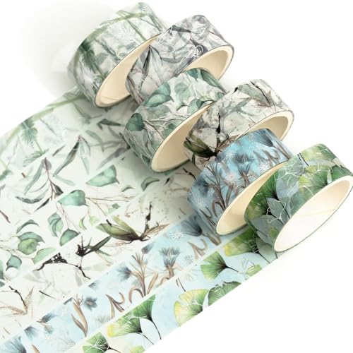 Songdao 6 Rollen Blumen Gold Washi Tape Set Silber Folie Dekoratives Klebeband Bunt für Scrapbooking, Bullet Tagebuch, Planer, Geschenkverpackung (Botanical Whisper) von Songdao