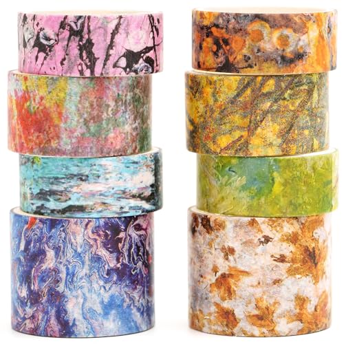Songdao 8 Rollen Retro Washi Tape Set Dekorative Antik Masking Tapes Klebeband Bunt für Kunst, DIY Handwerk, Tagebuch, Planer, Scrapbook, Verpackung (Mottled Oil Paint) von Songdao