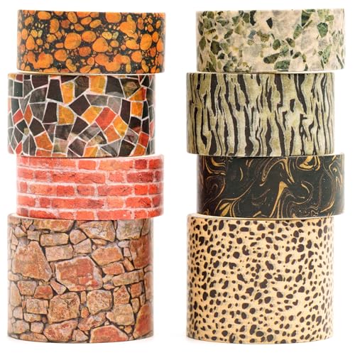 Songdao 8 Rollen Retro Washi Tape Set Dekorative Antik Masking Tapes Klebeband Bunt für Kunst, DIY Handwerk, Tagebuch, Planer, Scrapbook, Verpackung (Stone Texture) von Songdao