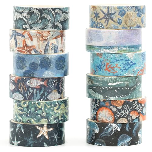 Songdao Charmantes Washi-Klebeband-Set, Gold-Silber-Folie, Detaillierung, Kunst, Klebebänder, Basismuster, dekoratives Abdeckband-Set für Handwerk, Kinder, Scrapbooking, DIY, Geschenkverpackungen von Songdao