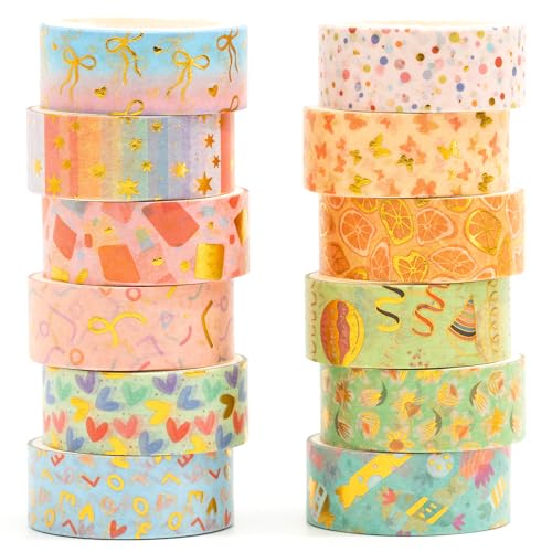 Songdao Charmantes Washi-Tape-Set, Gold-Silber-Folie, Detaillierung, Kunst, Klebebänder, Basismuster, dekoratives Abdeckband-Set für Handwerk, Kinder, Scrapbooking, DIY, Geschenkverpackungen (skurrile Songdao Charmantes Washi-Tape-Set, Gold-Silber-Folie, Detaillierung, Kunst, Klebebänder, Basismuster, dekoratives Abdeckband-Set für Handwerk, Kinder, Scrapbooking, DIY, Geschenkverpackungen (skurrile von Songdao