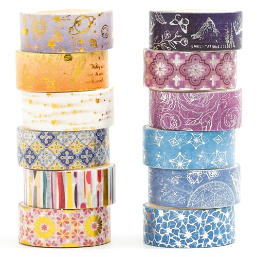Songdao Charmantes Washi-Tape-Set, Gold-Silberfolie, Detaillierung, Kunst, Klebebänder, Basismuster, dekoratives Abdeckband-Set für Handwerk, Kinder, Scrapbooking, DIY, Geschenkverpackungen (Royal von Songdao