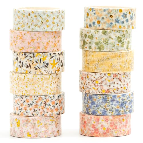 Songdao Charmantes Washi-Tape-Set, Gold-Silberfolie, Detaillierung, Kunst, Klebebänder, Basismuster, dekoratives Abdeckband-Set für Handwerk, Kinder, Scrapbooking, DIY, Geschenkverpackungen von Songdao