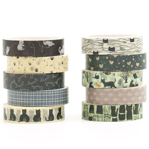 Songdao Dünn Washi Tape Set 10 Rollen Textur-Kunst Masking Tape Grundlegende Muster Dekoratives Klebeband für Scrapbooking, Bullet Tagebuch, Planer, Geschenkverpackung (Stil Eins) von Songdao