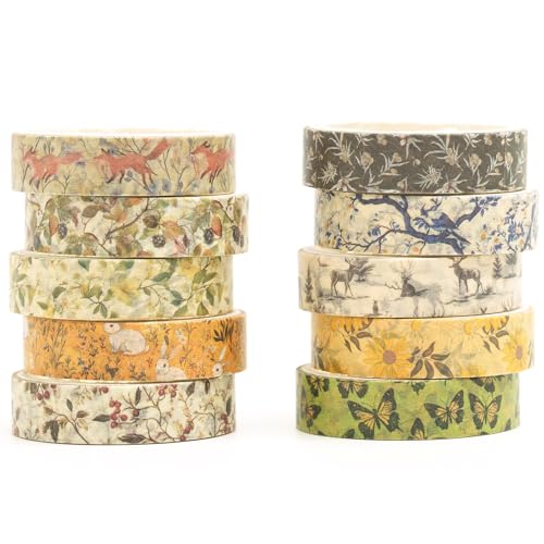 Songdao Dünn Washi Tape Set 10 Rollen Textur-Kunst Masking Tape Grundlegende Muster Dekoratives Klebeband für Scrapbooking, Bullet Tagebuch, Planer, Geschenkverpackung (Stil Fünf) von Songdao