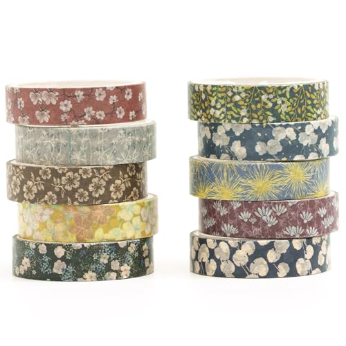 Songdao Dünn Washi Tape Set 10 Rollen Textur-Kunst Masking Tape Grundlegende Muster Dekoratives Klebeband für Scrapbooking, Bullet Tagebuch, Planer, Geschenkverpackung (Stil drei) von Songdao