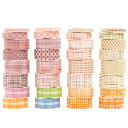Songdao Gitter Washi Tape Set 36 Rollen Schottenstoff Dekoratives Klebeband Bunt für Scrapbooking, Bullet Tagebuch, Planer, Geschenkverpackung (1-Pink & Orange) von Songdao