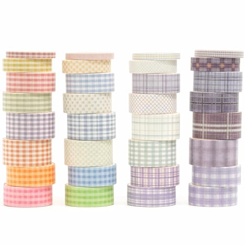 Songdao Gitter Washi Tape Set 36 Rollen Schottenstoff Dekoratives Klebeband Bunt für Scrapbooking, Bullet Tagebuch, Planer, Geschenkverpackung (2-Purple & Colors) von Songdao