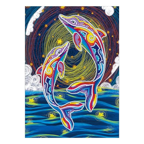 Songdao Leuchtend Diamond Painting Kinder, 5D DIY Set, Malen Nach Zahlen Diamant Mädchen Erwachsene, Diamant Bilder Arts Craft für Home Wand Decor (Delfin) von Songdao