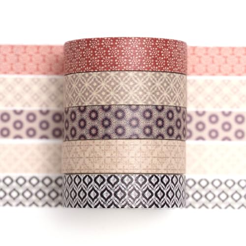 Songdao Washi Tape Set 5 Rollen Textur-Kunst Masking Tape Grundlegende Muster Dekoratives Klebeband für Scrapbooking, Bullet Tagebuch, Planer, Geschenkverpackung (10-Modernes Mosaik) von Songdao