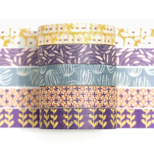 Songdao Washi Tape Set 5 Rollen Textur-Kunst Masking Tape Grundlegende Muster Dekoratives Klebeband für Scrapbooking, Bullet Tagebuch, Planer, Geschenkverpackung (2-Garten-Laune) von Songdao