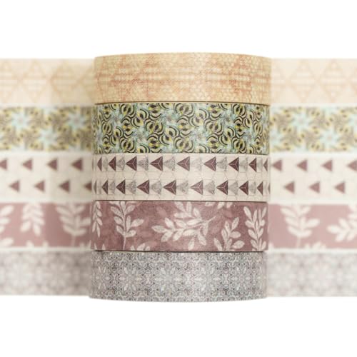 Songdao Washi Tape Set 5 Rollen Textur-Kunst Masking Tape Grundlegende Muster Dekoratives Klebeband für Scrapbooking, Bullet Tagebuch, Planer, Geschenkverpackung (4-Neutrale Geometrie) von Songdao
