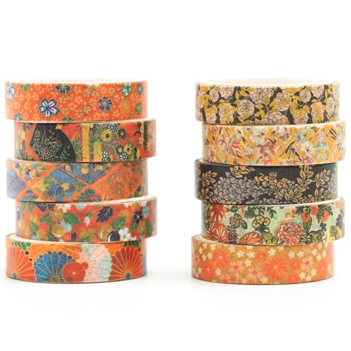 Songdao10 Rollen Ukiyo-e Stil Washi Tape Set Japanisches Kyoto Klebeband Papier Dekorativ Masking Tape Klebeband Bunt für Scrapbooking Handwerk Handwerk (Artisan Spirit) von Songdao
