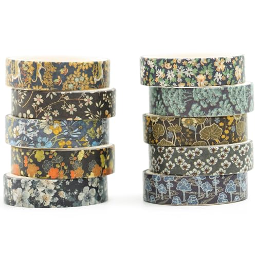 Songdao10 Rollen Ukiyo-e Stil Washi Tape Set Japanisches Kyoto Klebeband Papier Dekorativ Masking Tape Klebeband Bunt für Scrapbooking Handwerk Handwerk (Blooming Heritage) von Songdao