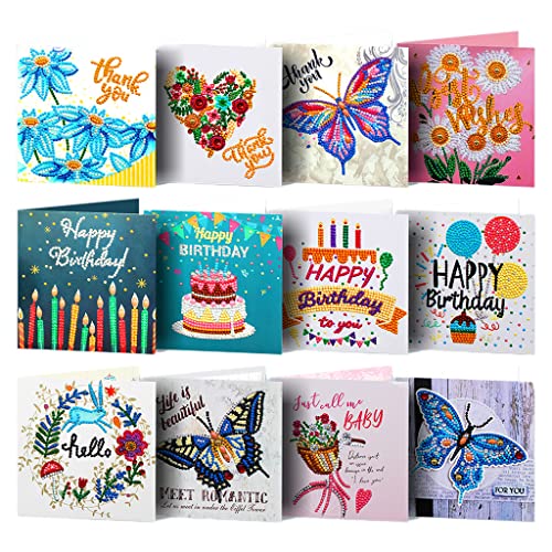 12 Stück/Set bemalte Geburtstagskarten, Feiertage, Dankeskarten, Kunsthandwerk, Geschenke für Familienliebhaber von Songelt