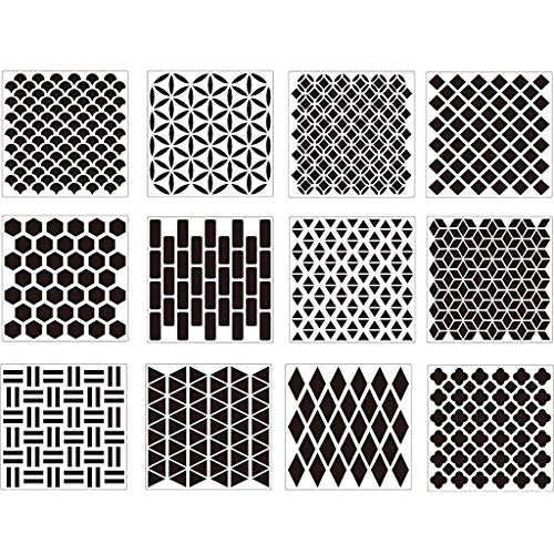 12 wiederverwendbare Malschablonen, Zeichenschablonen, Punktiervorlagen-Sets für Bastelprojekte, Heimdekoration, Kunstprojekte, P-Schablonen, Kunstvorlagen von Songelt