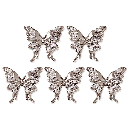 5 x Luxus-Zirkon-Nagelanhänger, Strasssteine, Schmetterlinge, Nagelkunst, Strasssteine, Diamanten, Kristall, Schmucksteine, Kunstwerkzeuge von Songelt