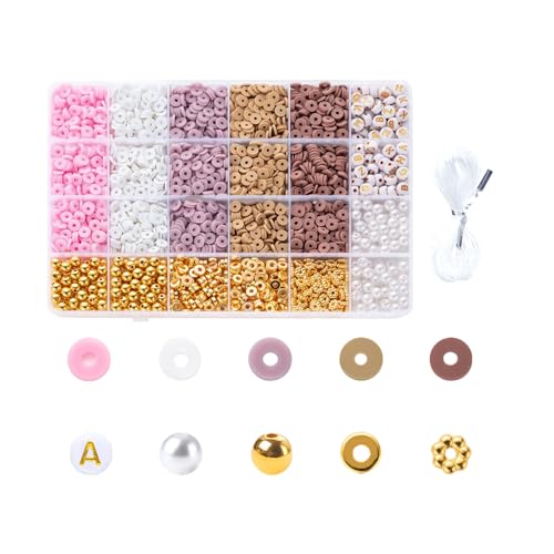 Bunte Perlen, Tonperlen für Armbänder, zur Herstellung von Runden, Buchstaben, Schmuck, bunter Ton, runder Abstandshalter, Buchstaben-Schmuck Bunte Perlen, Tonperlen für Armbänder, zur Herstellung von Runden, Buchstaben, Schmuck, bunter Ton, runder Abstandshalter, Buchstaben-Schmuck von Songelt