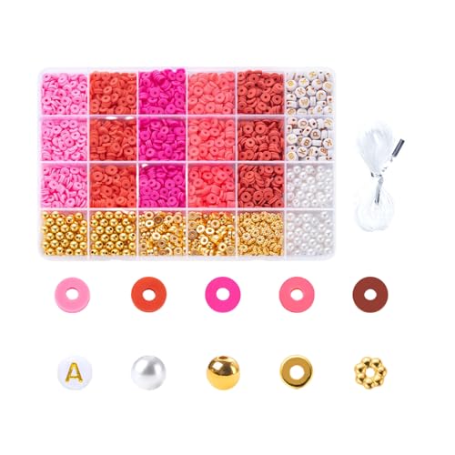 Bunte Perlen, Tonperlen für Armbänder, zur Herstellung von Runden, Buchstaben, Schmuck, bunter Ton, runder Abstandshalter, Buchstaben-Schmuck Bunte Perlen, Tonperlen für Armbänder, zur Herstellung von Runden, Buchstaben, Schmuck, bunter Ton, runder Abstandshalter, Buchstaben-Schmuck von Songelt