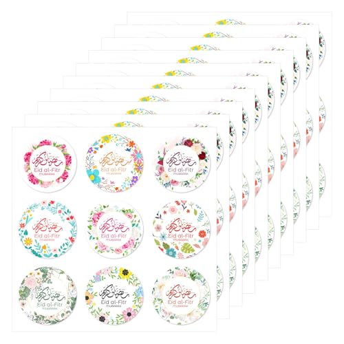 Eid-Festival-Aufkleber, rund, Blumenverpackung, Aufkleber für Siegel, Umschläge, Karten, Süßigkeitentüten, Festivals, 90 Stück von Songelt