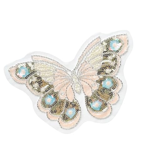 Glitzernder Perlglanz-Schmetterling-Stoff-Design für Taschenverzierung und Heimdekoration, sicheres Handwerksprojekt, schimmernde Perlenstickerei, Textilaufkleber von Songelt