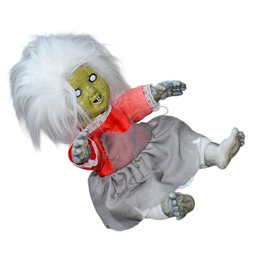 Gruselige Puppenfigur mit beleuchtetem Gesicht und erschreckendem Soundeffekt Gruselige Sitzpuppe Horror Dekorationen sitzend Gespenst von Songelt