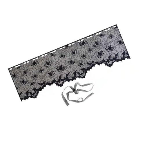 Halloween-Spitzentischdecke, rechteckiger Netz-Tischläufer, schwarzes Tischset, Spinnennetz, Kamindekoration und Vorhang, Spitzen-Tischläufer von Songelt