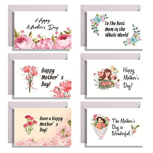 Happy Mother's Day Art Flower Grußkarten mit Umschlägen und Aufklebern, Set Muttertagskarten Happy Mother's Day Art Flower Grußkarten mit Umschlägen und Aufklebern, Set Muttertagskarten von Songelt