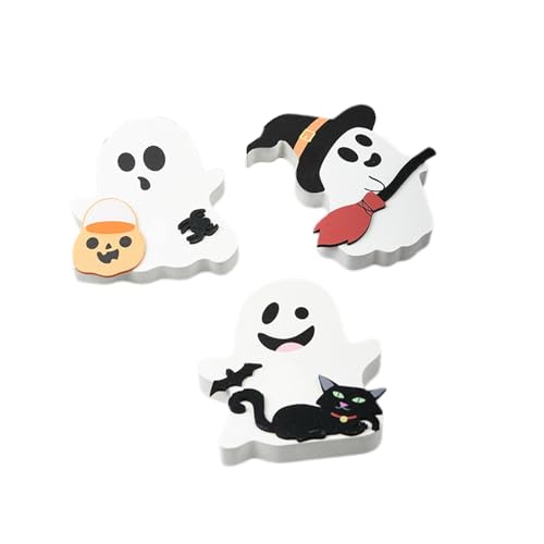 Set mit 3 Halloween-Holzfiguren, Ornament, Tischschilder für gestufte Tabletts und Regale, Dekoration, Schreibtischdekoration, gestufte Tablett-Dekoration von Songelt